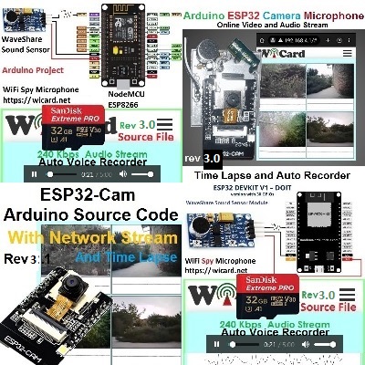 WiCard Security System Package (ESP32/ESP8266 Microphone and Camera) - Rev 3.0