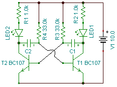 two led flashing transistor